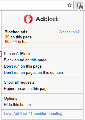 AdBlock's interface is functional and clear