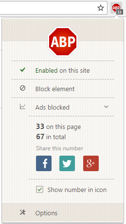 The ABP interface looks good, albeit with few options
